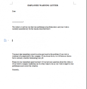 Employee Warning Letter Template